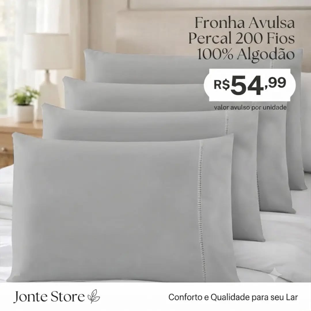 ✨ Fronha Avulsa Percal 200 Fios – 100% Algodão Renove o seu descanso com elegância, maciez e muito conforto! 🛏️✨ Material: Tecido 100% Algodão Percal 200 Fios de altíssima qualidad