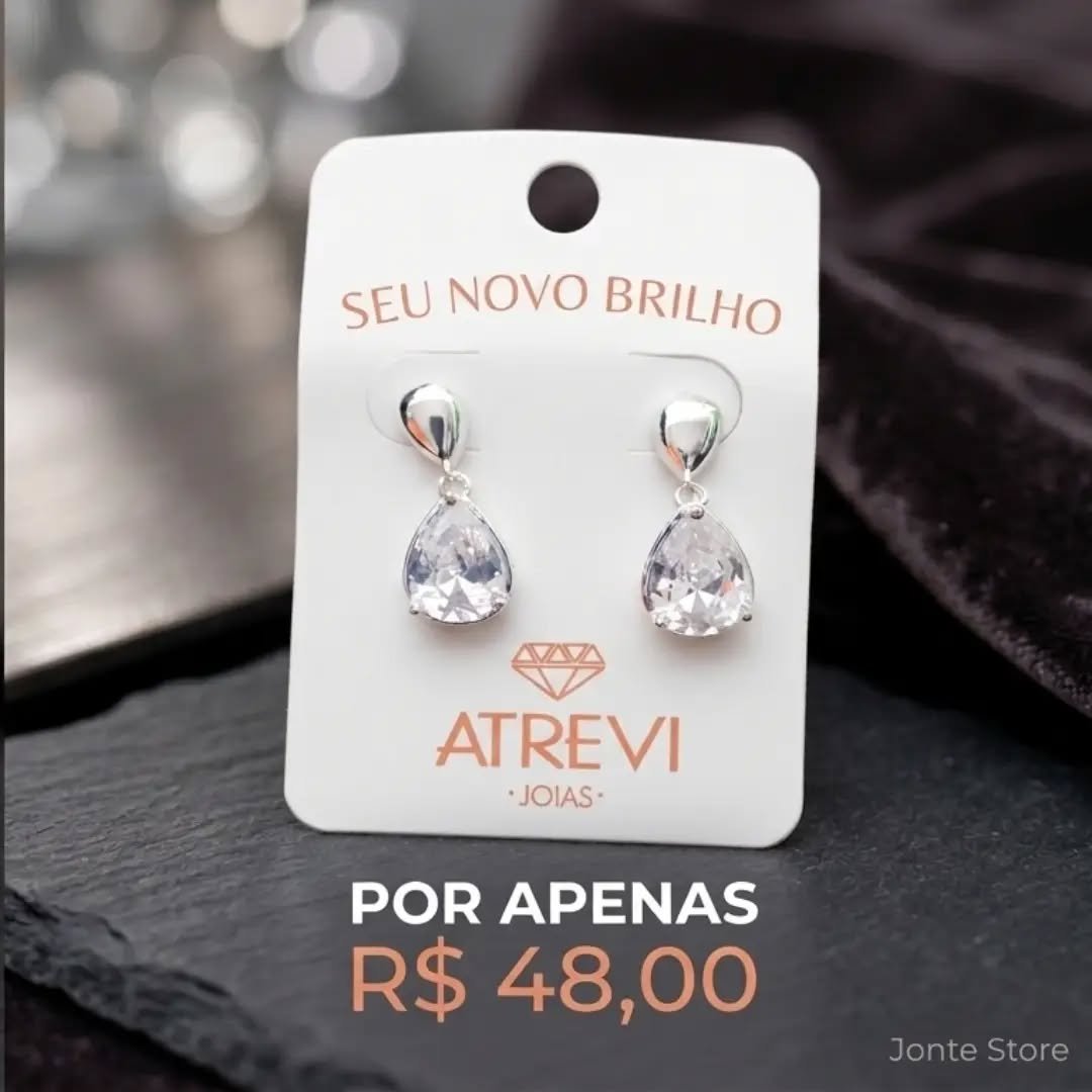 Destaque o seu brilho com elegância e sofisticação! ✨ Apresentamos os Brincos em Gota com Zircônias, da Atrevi Joias. Um clássico que nunca sai de moda e combina com qualquer ocasi