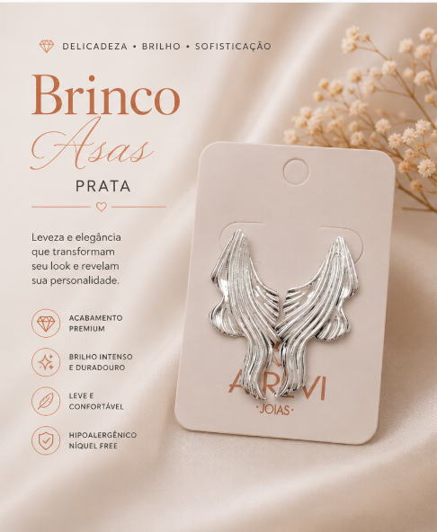 Brinco Asas Prata