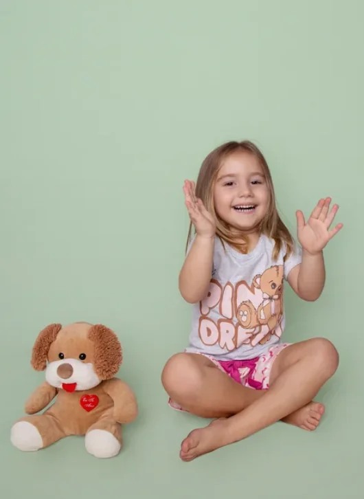 Pijama Infantil Menina Algodão Urso