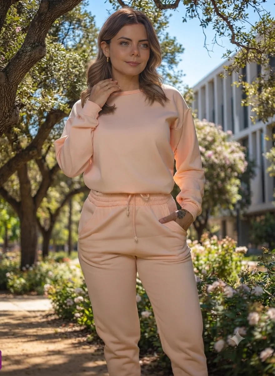 Conjunto HomeWear Feminino Longo Coral