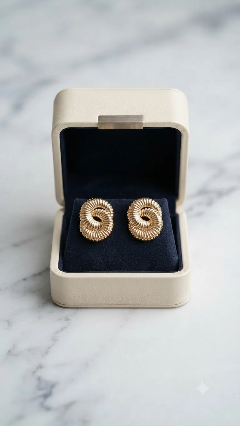Brinco Dourado Espiral Texturizado